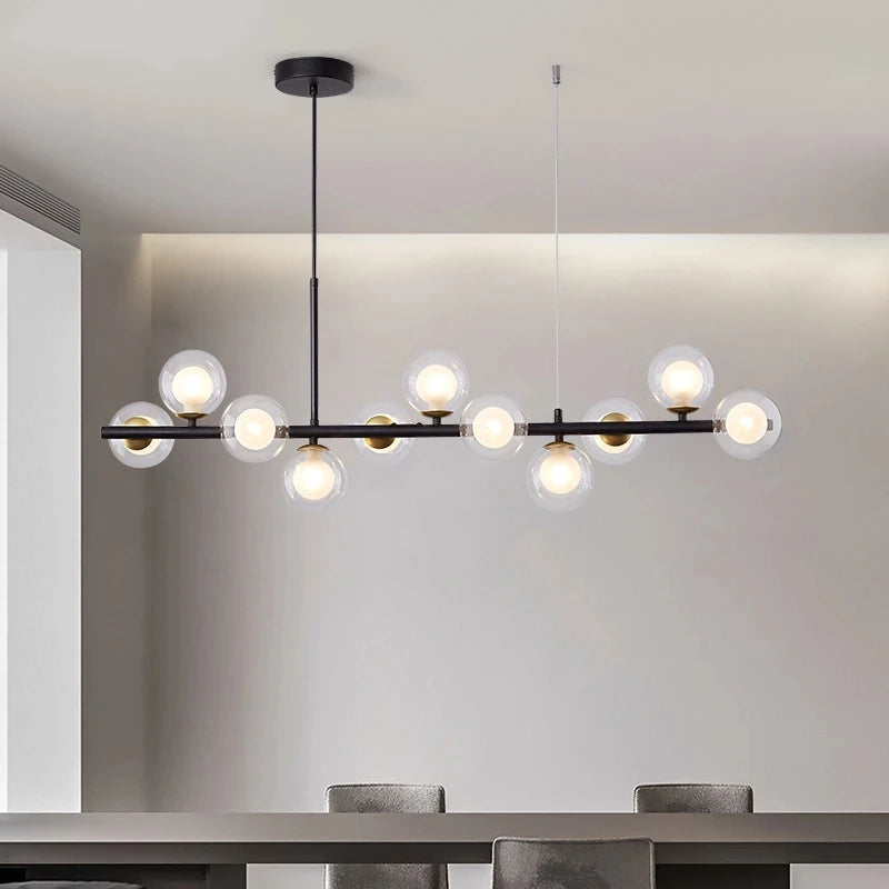 Nordic LED Glass Ball Pendant Light - 11 Head Gold Iron