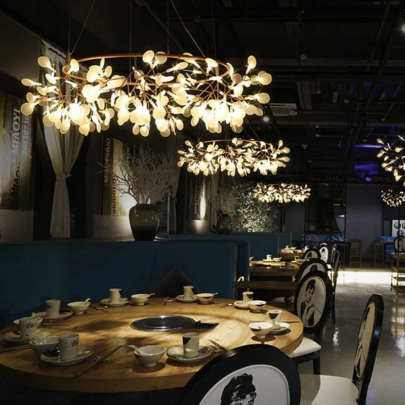 Nordic Iron Chandelier Modern G4 Round Firefly Design