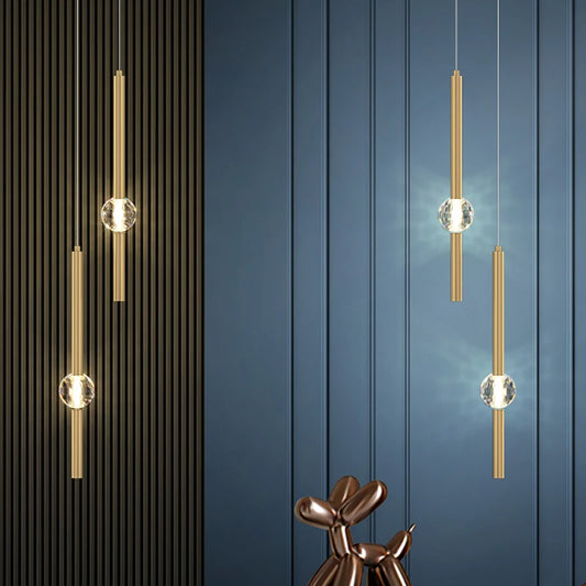 Nordic Brass Pendant Light with Glass Orbs