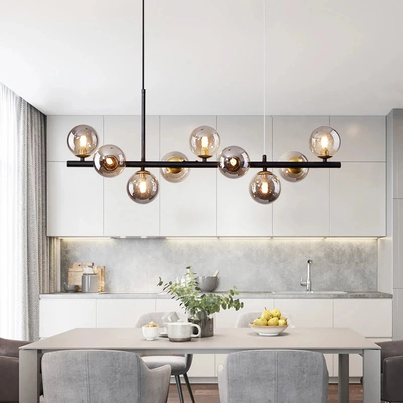 Nordic LED Glass Ball Pendant Light - 11 Head Gold Iron