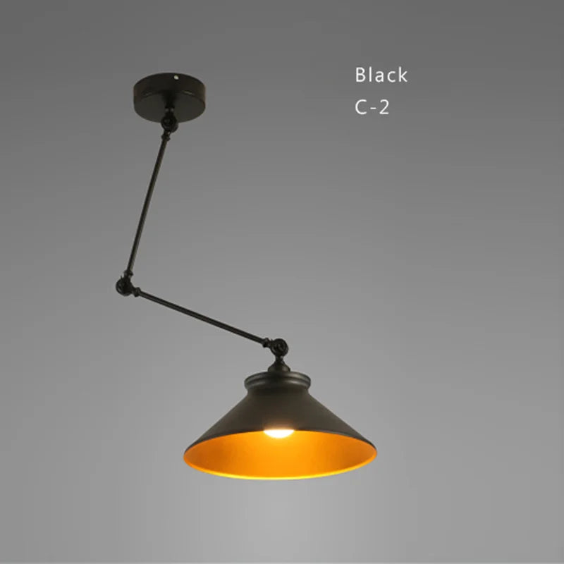 Industrial Iron Adjustable Pendant Lamp with Telescopic Arm