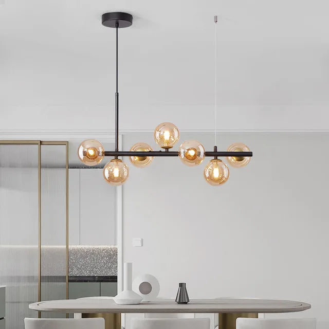 Lámpara Colgante Nórdica LED con Bola de Cristal - Hierro Dorado de 11 Cabezas