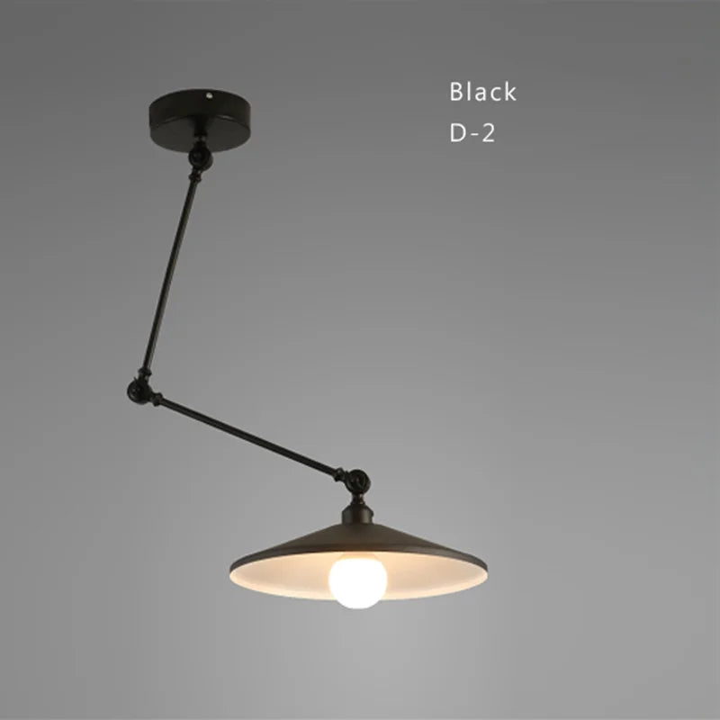 Industrial Iron Adjustable Pendant Lamp with Telescopic Arm
