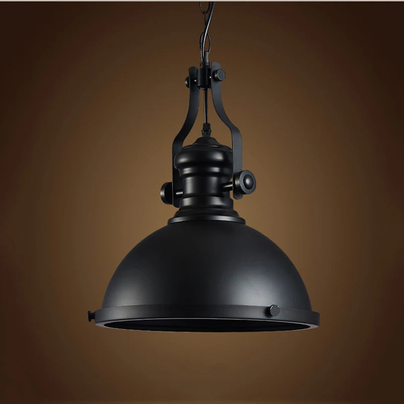 Industrial Iron Pendant Light with Adjustable Chain