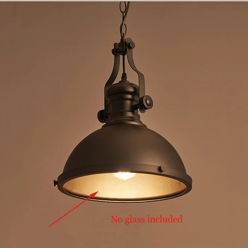 Industrial Iron Pendant Light with Adjustable Chain