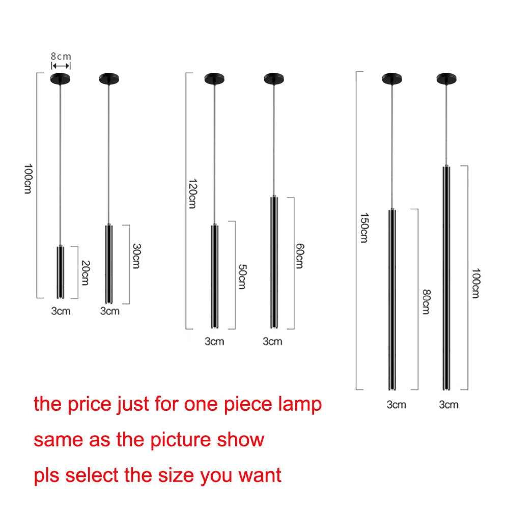 Nordic Iron Cylinder Pendant Light 3W LED
