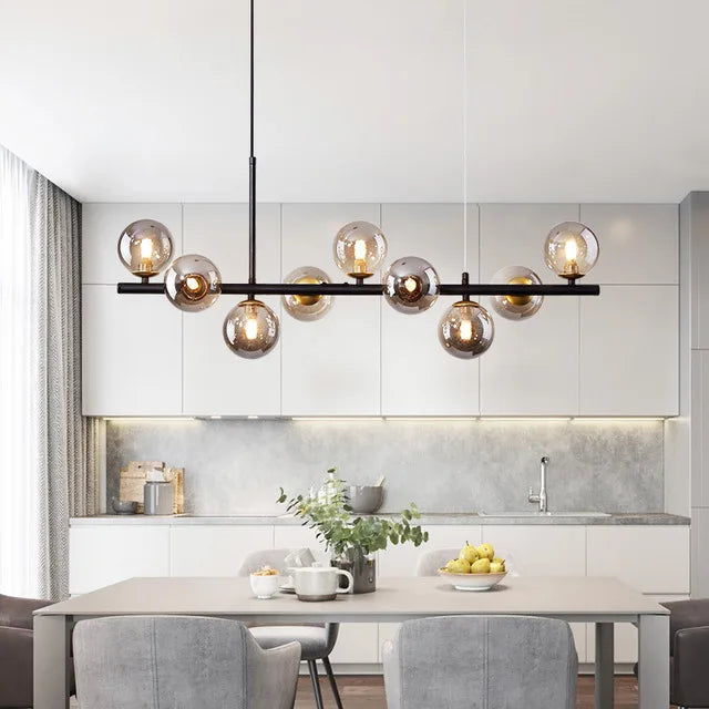 Nordic LED Glass Ball Pendant Light - 11 Head Gold Iron