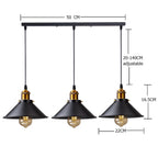 Retro Industrial Black Cone Pendant Light with Brass Fitting for Kitchen