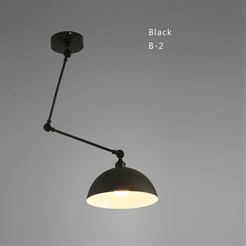 Industrial Iron Adjustable Pendant Lamp with Telescopic Arm