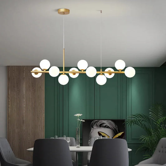 Nordic LED Glass Ball Pendant Light - 11 Head Gold Iron