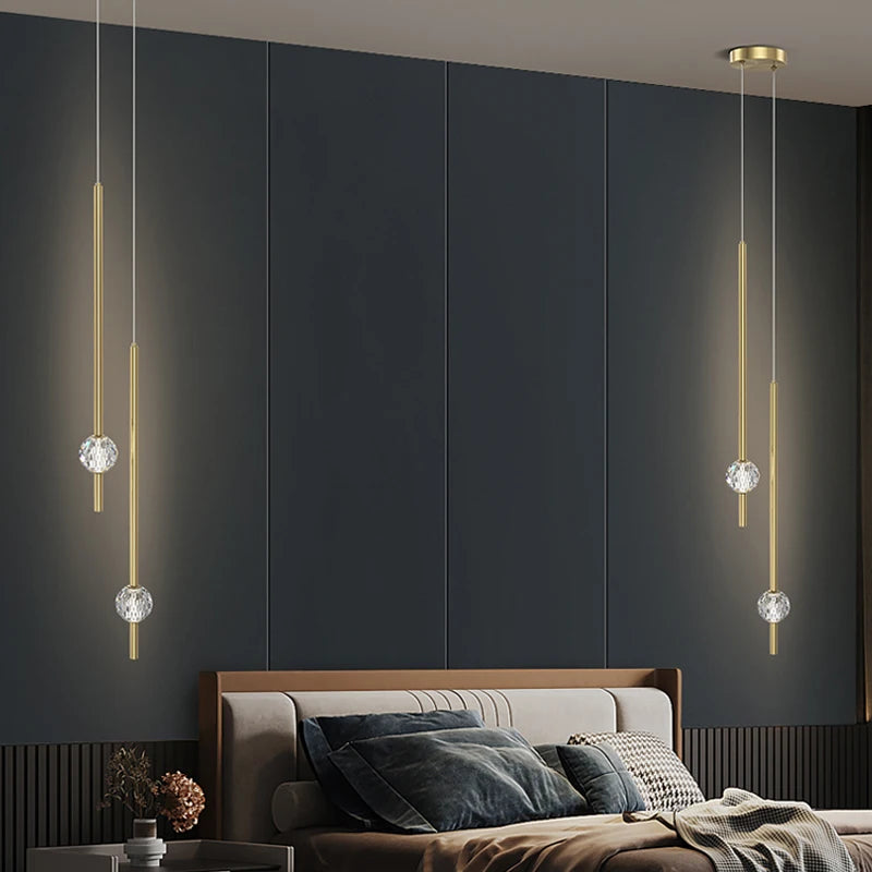 Nordic Brass Pendant Light with Glass Orbs