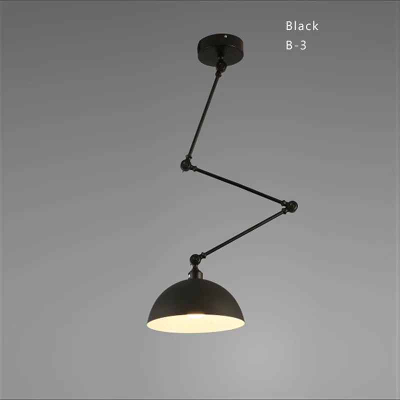 Industrial Iron Adjustable Pendant Lamp with Telescopic Arm
