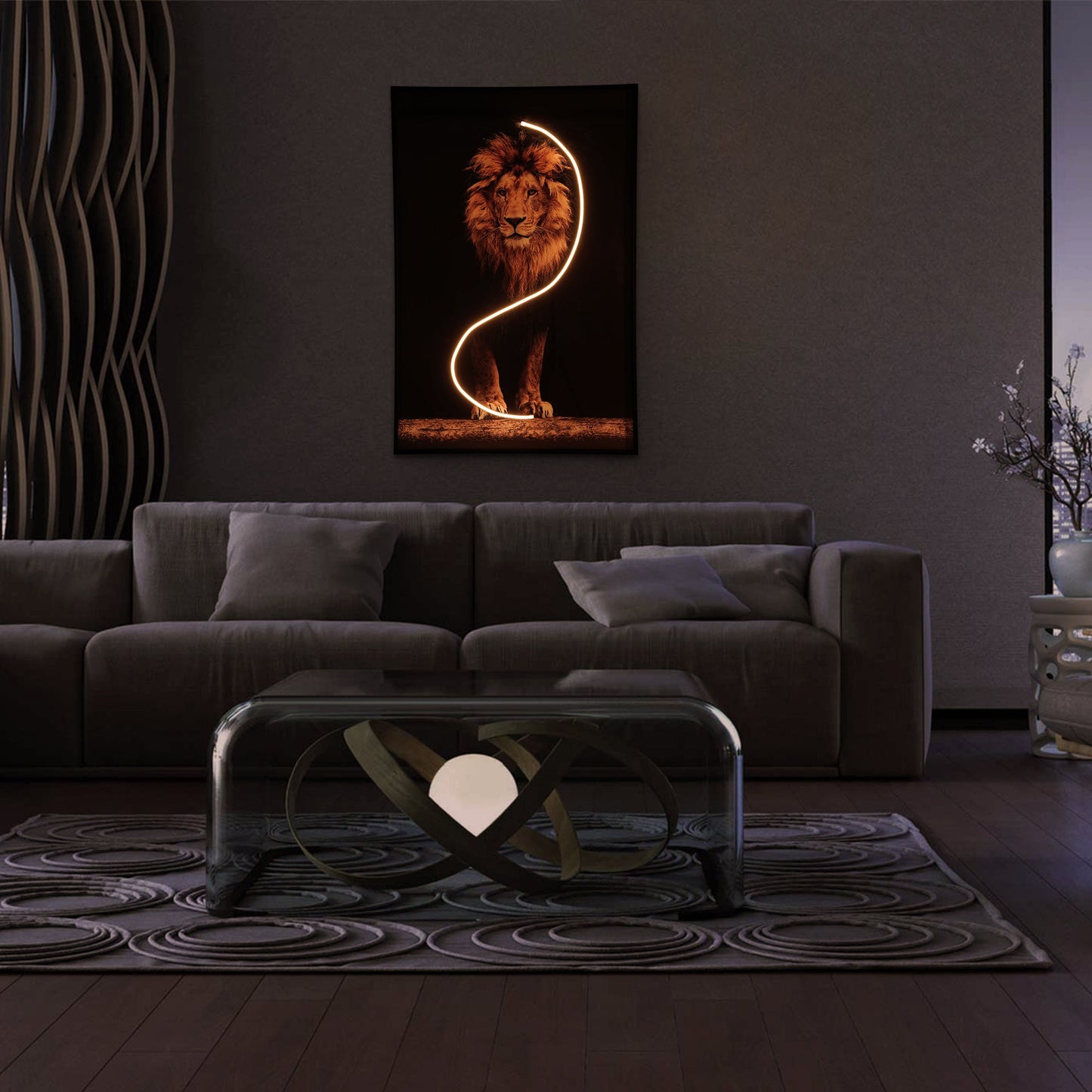 Lion Wall Art with LED Light