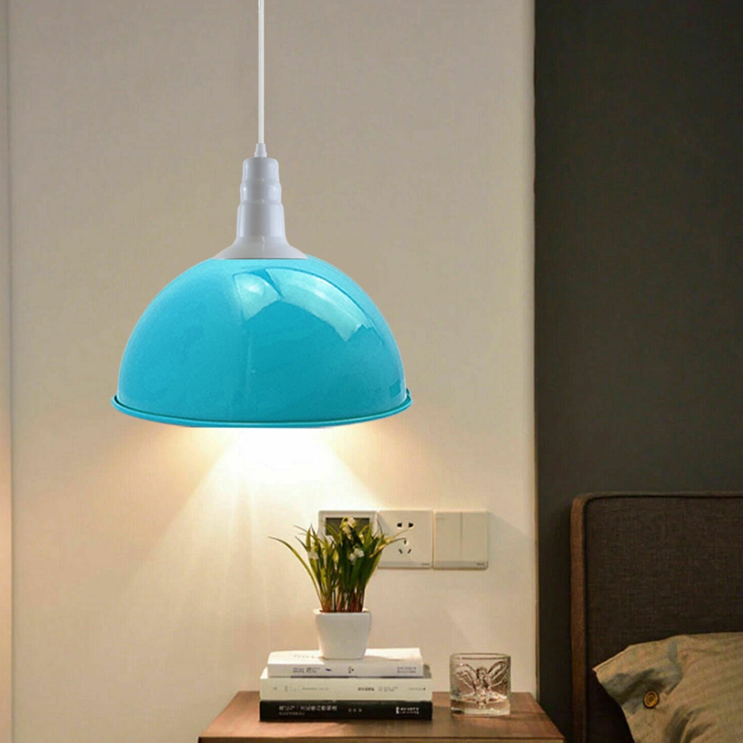 3 Pack Blue Dome Pendant Ceiling Light on Bar~3565