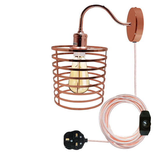 Retro Industrial Wall Sconce Light Plug in Wall Lamp Rose Gold~1564