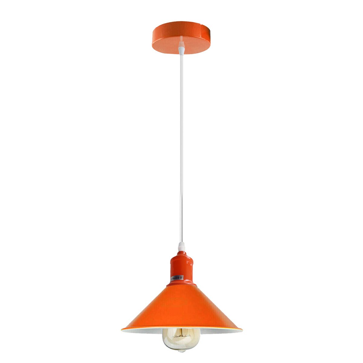 Orange Painted Metal Shade Lighting Vintage Pendant Light~1507