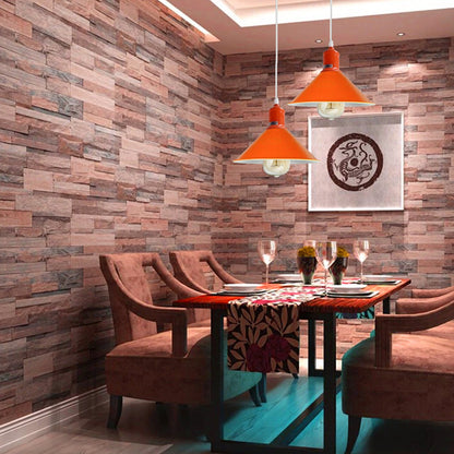 Orange Painted Metal Shade Lighting Vintage Pendant Light~1507