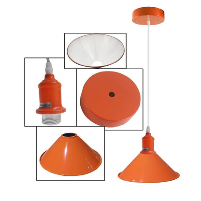 Orange Painted Metal Shade Lighting Vintage Pendant Light~1507