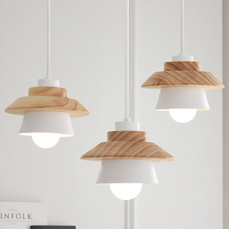 Alloy Japanese Wooden Modern Minimalist Restaurant Small Pendant Lamp