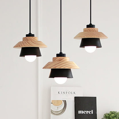 Alloy Japanese Wooden Modern Minimalist Restaurant Small Pendant Lamp