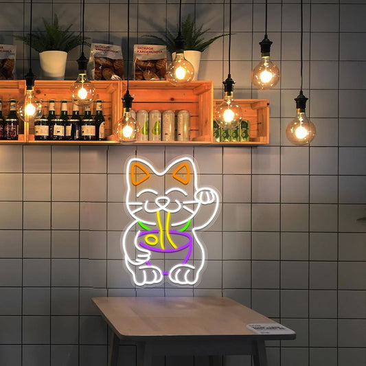 Lucky Cat Pet LED Luminous Light Board Neon