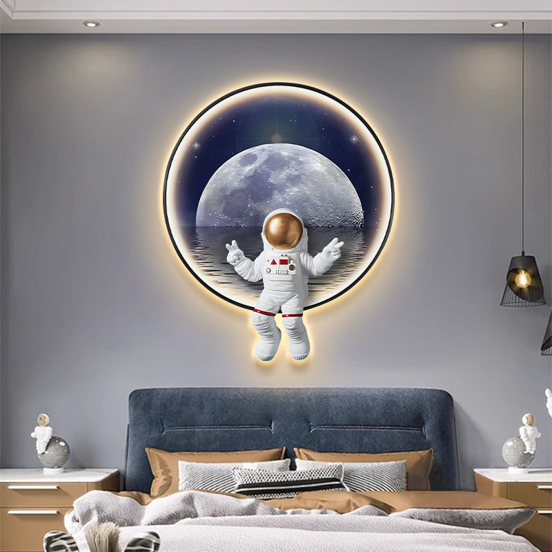 Background Children's Room Space Wall Painting Bedside Lamp