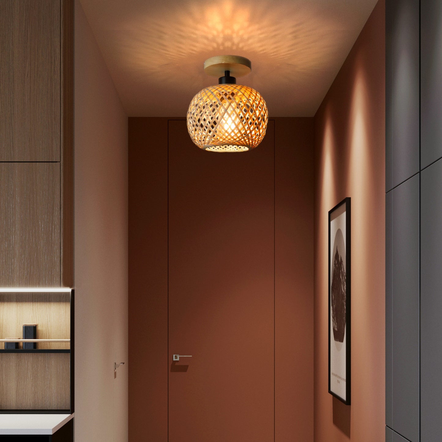 Bamboo Japanese-style Aisle Hallway Ceiling Lamp