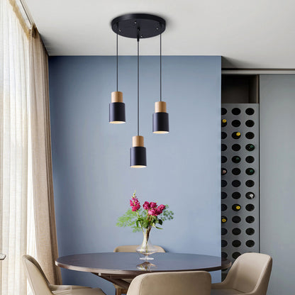 Simple Straight Creative Macaron Wood Chandelier