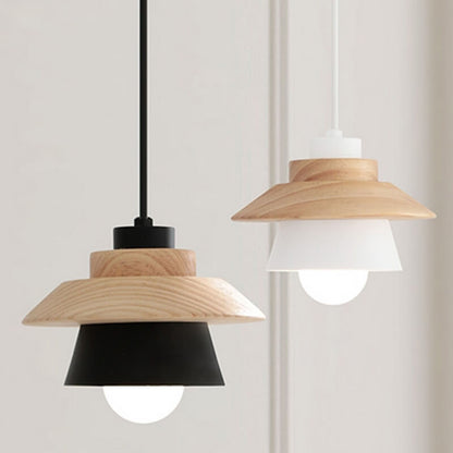 Alloy Japanese Wooden Modern Minimalist Restaurant Small Pendant Lamp