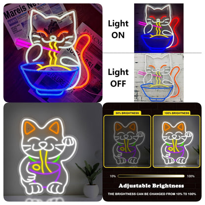 Lucky Cat Pet LED Luminous Light Board Neon