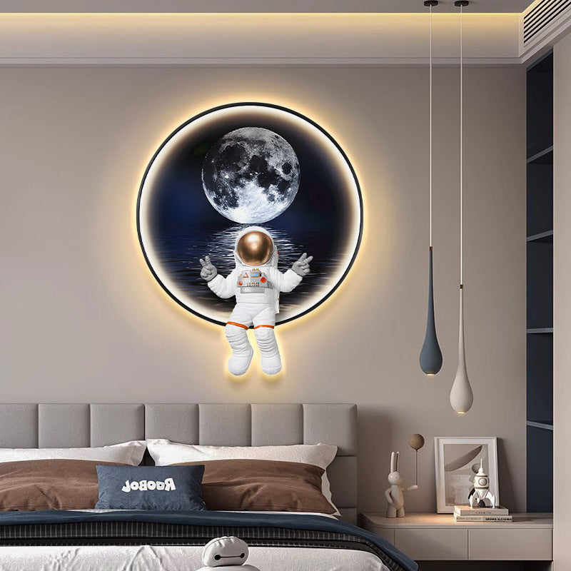 Background Children's Room Space Wall Painting Bedside Lamp