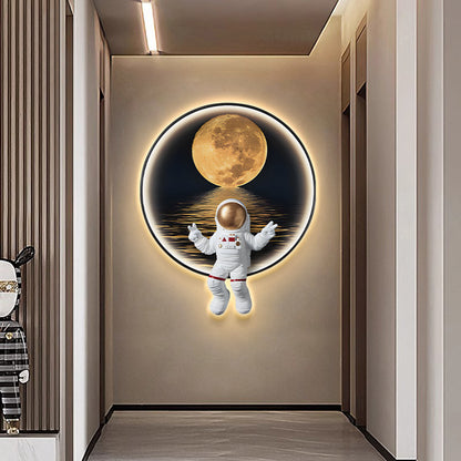Background Children's Room Space Wall Painting Bedside Lamp