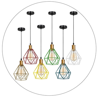 Modern Diamond Cage Pendant Light Fitting Geometric Wire Cage ~1266