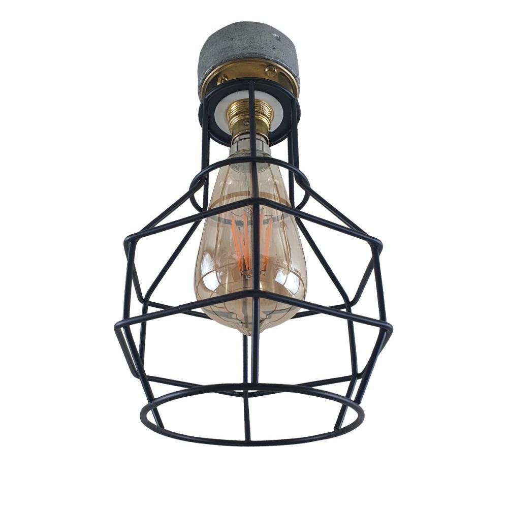 Industrial Lighting Ceiling and Wall Iron Pipe Cage Light ~1579