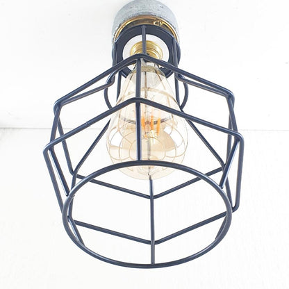 Industrial Lighting Ceiling and Wall Iron Pipe Cage Light ~1579