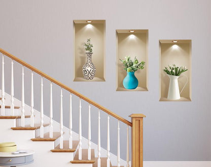3D Niche Wall Art Decals - Set Of 3 | Easy To Apply, Stunning