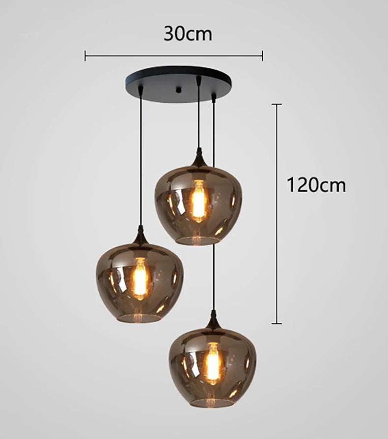 Lámpara colgante de cristal ahumado nórdico para comedor