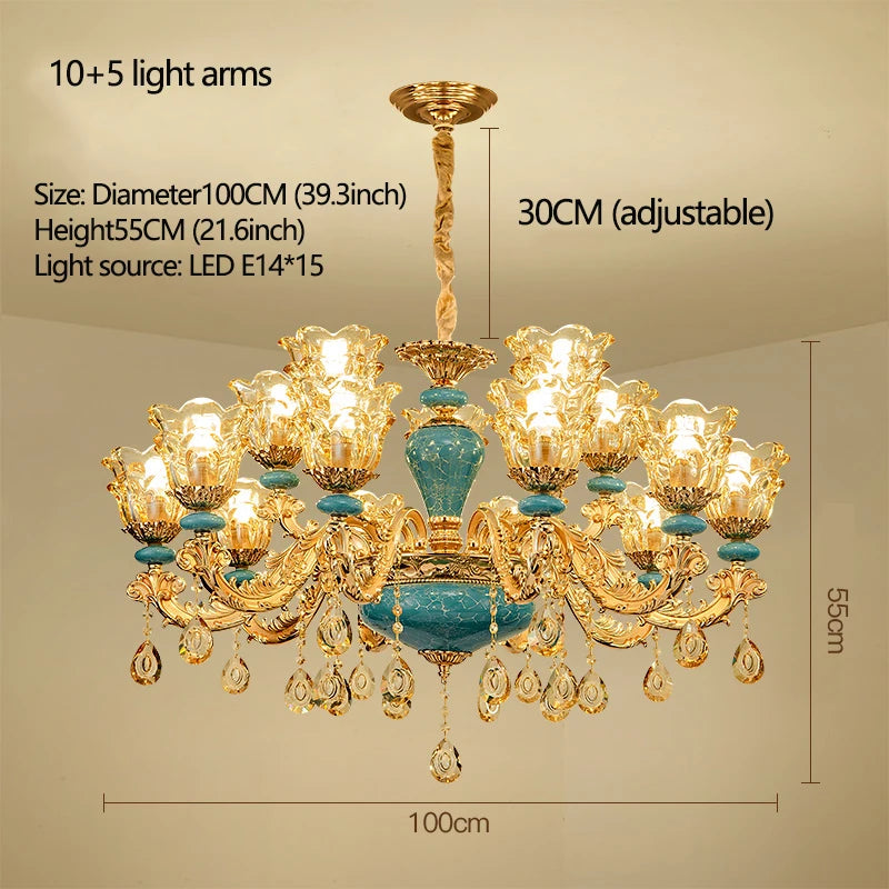 European Ceramic Chandelier Luxury Hall Light