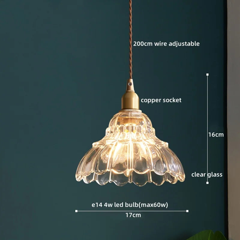 Nordic Glass Pendant Light with Copper Fixture