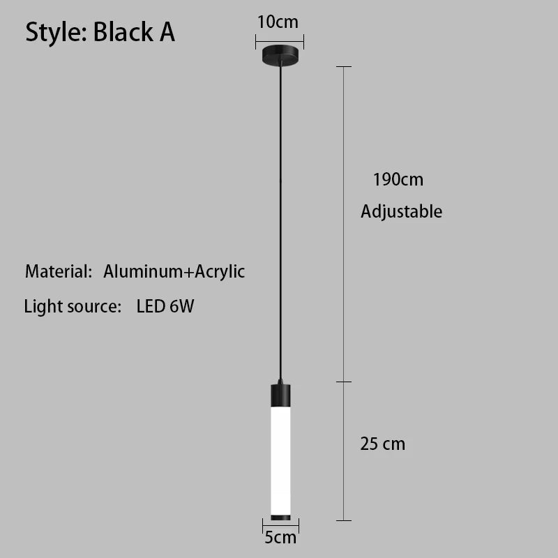 Sunlight Tube Restaurant Bedroom Bedside Long Line Pendant Lamp Modern Minimalist Fish Line Lamp White Acrylic Pendant Lamp
