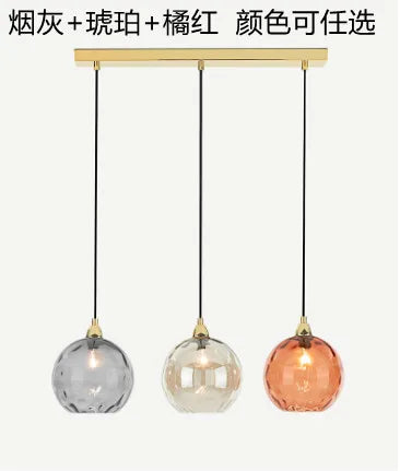 Nordic Dimpled Glass Ball Pendant Light in Jewel Colors for Kitchen
