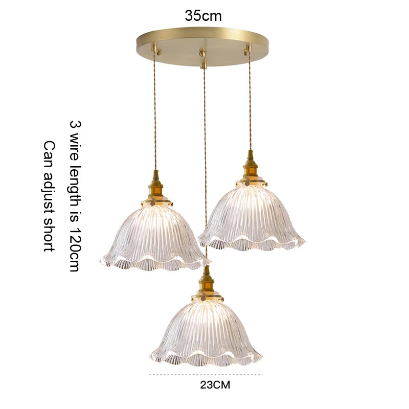 Retro Colored Glass Pendant Light Collection with Brass Fitting for Cafe