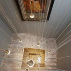 Modern Crystal LED Chandelier - Gold Hallway Hanging Light