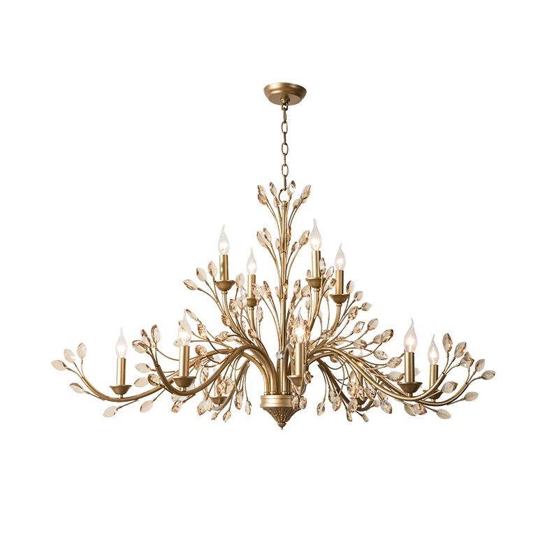 Vintage Iron Chandelier with Crystal Accents
