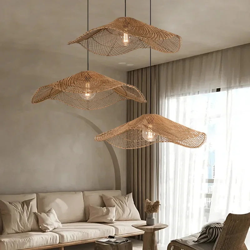 Retro Rattan Pendant Light for Dining Room & Cafe