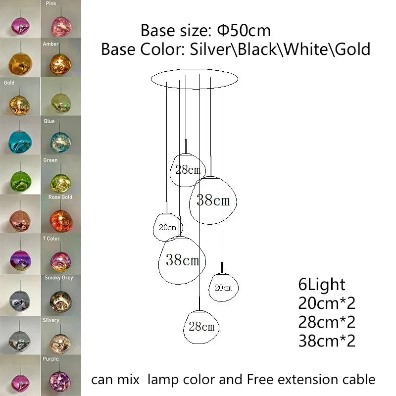 Nordic Glass Pendant Light - Lava Design Hanging Lamp