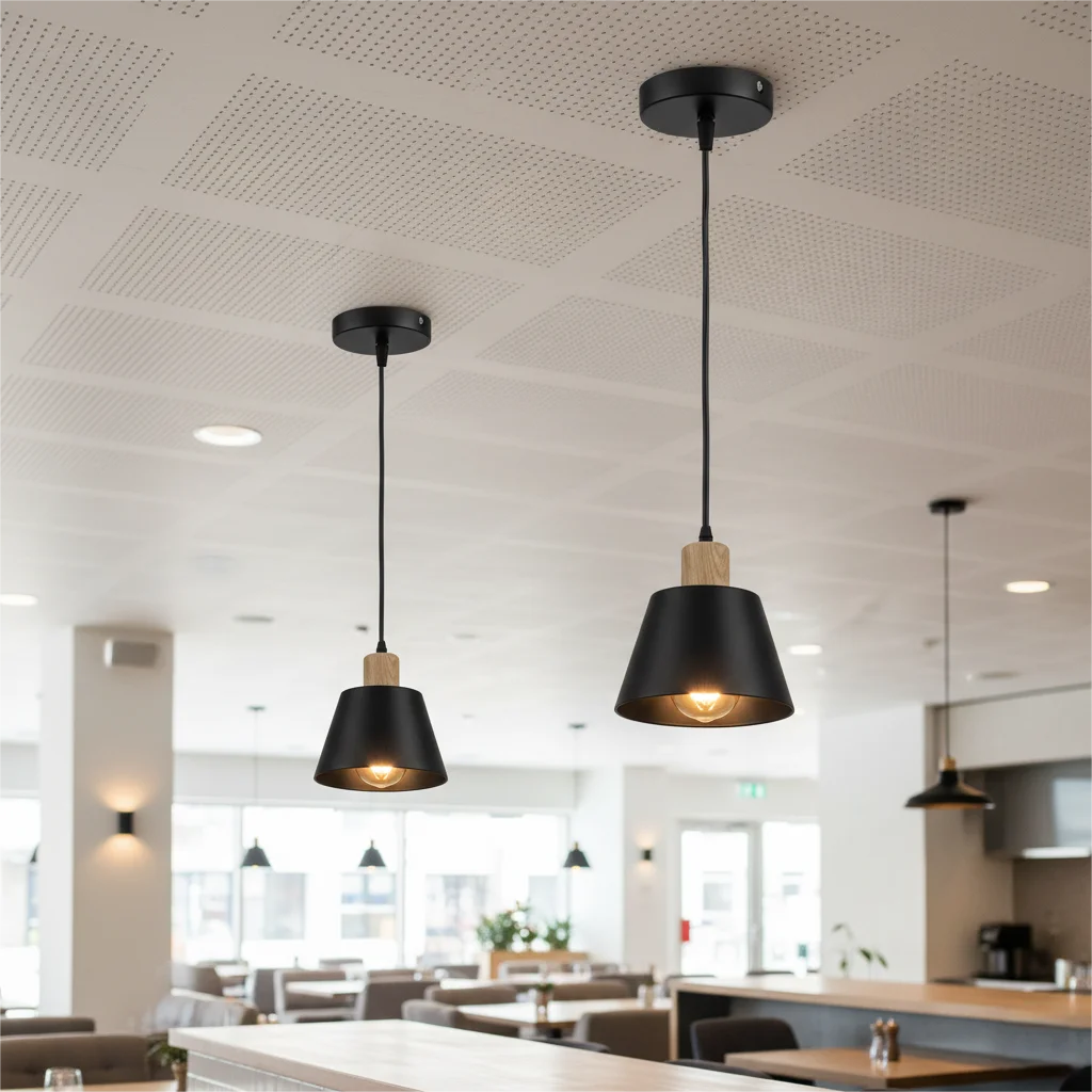 Nordic Metal Pendant Lamp with Wood Accent