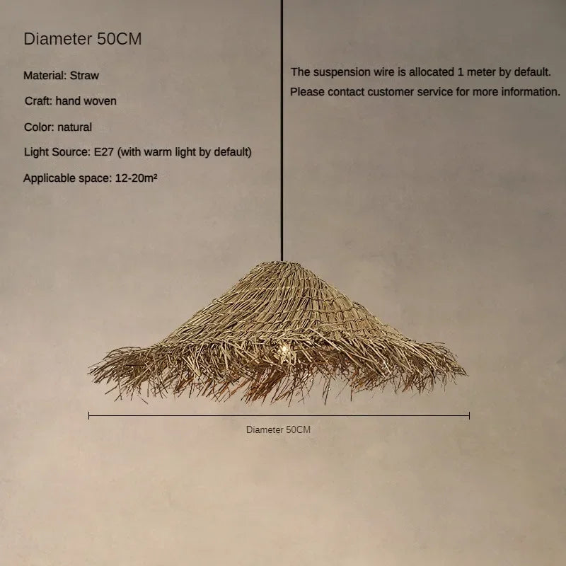 Rattan Woven Pendant Light - Japanese Wabi Sabi