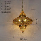 Moroccan Carved Brass Lantern Pendant Light for Restaurant and Hallway