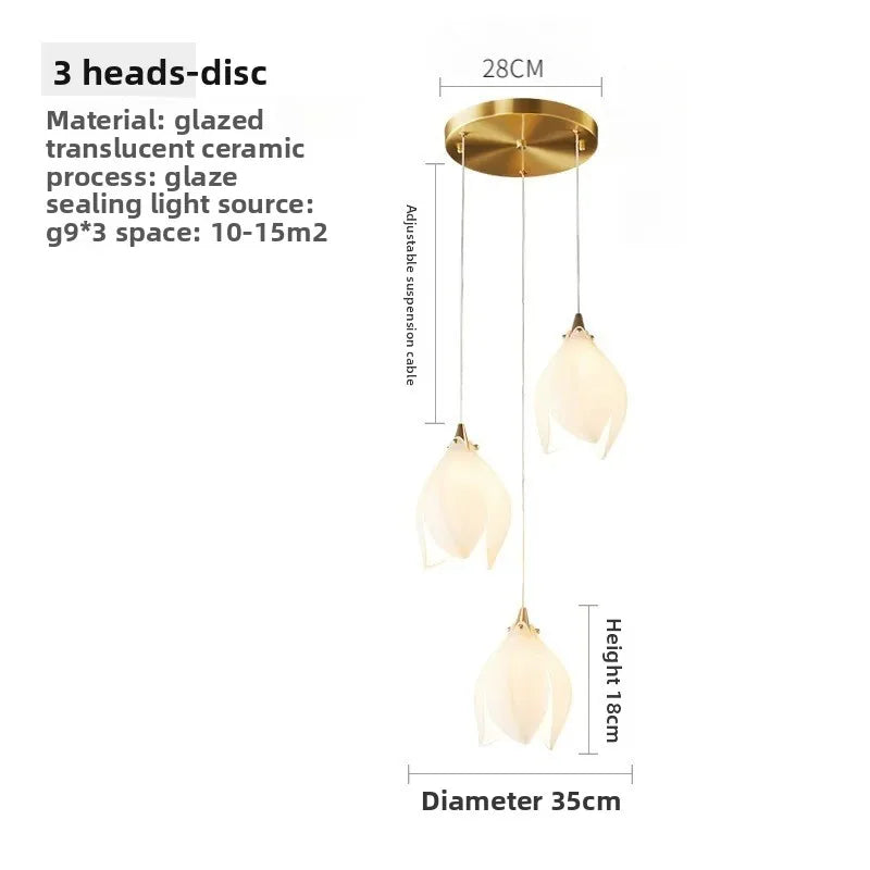 Nordic Ceramic Petal Pendant Light for Dining Room